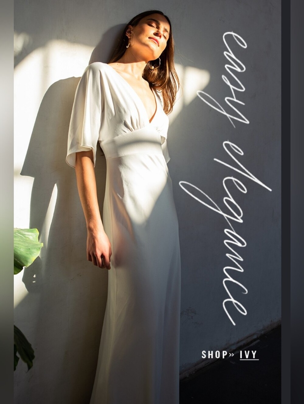 Jenny Yoo IVY White Satin V-Neck Elopement Dress